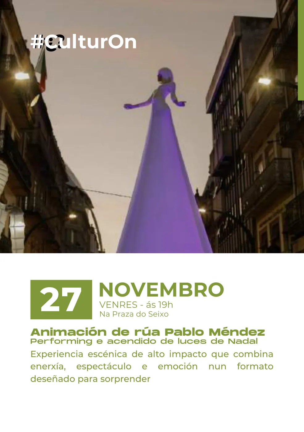 Animación de calle de Pablo Méndez y encendido de las luces de Navidad
