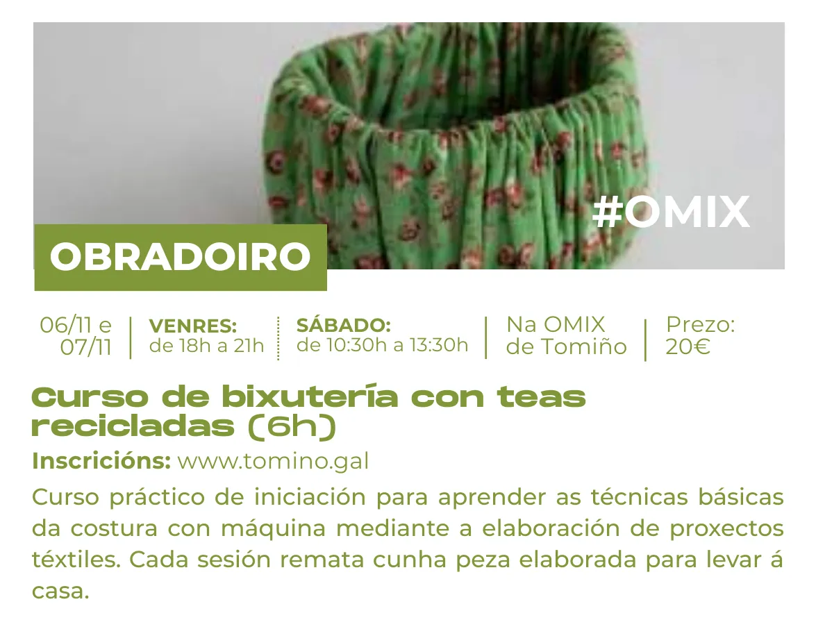 Curso de bisutería con telas recicladas · OMIX de Tomiño