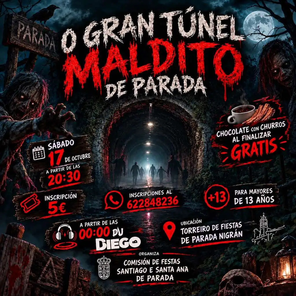Cartel de O Gran Túnel Maldito de Parada, Nigrán, 17 de octubre de 2026